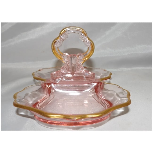 Pink Depression Glass Relish or Mint Dish - 4