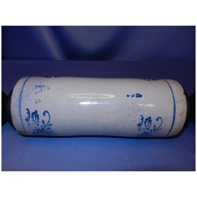 Antique Salt Glazed Blue & White Stoneware Rolling Pin early Nineteen Hundreds - 5