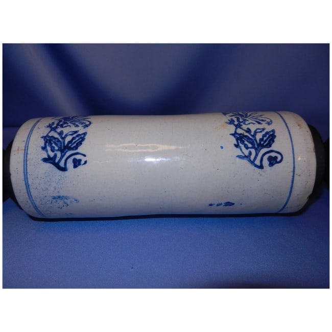 Antique Salt Glazed Blue & White Stoneware Rolling Pin early Nineteen Hundreds - 7