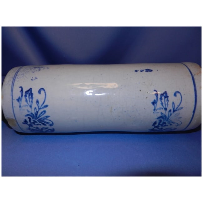 Antique Salt Glazed Blue & White Stoneware Rolling Pin early Nineteen Hundreds - 8