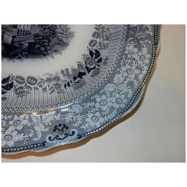 Antique William Ridgway Grecian Blue Large Platter Staffordshire England - 8