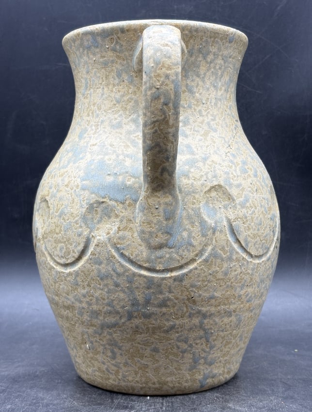 Large Seafoam Mottled Amphora-Form Art Pottery Vase with Twin Handles, Model 716 - 2