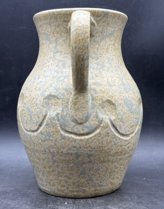 Large Seafoam Mottled Amphora-Form Art Pottery Vase with Twin Handles, Model 716 - 4