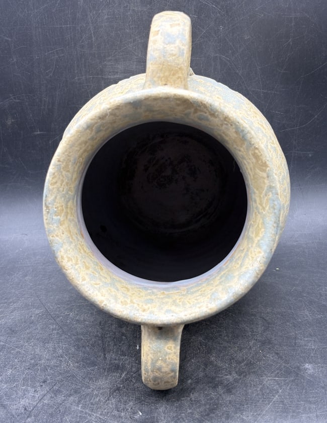 Large Seafoam Mottled Amphora-Form Art Pottery Vase with Twin Handles, Model 716 - 5