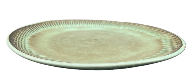 Anton Lang Oberammergau Germany Studio Pottery Turquoise Charger Plate 11.25" Signed - 2