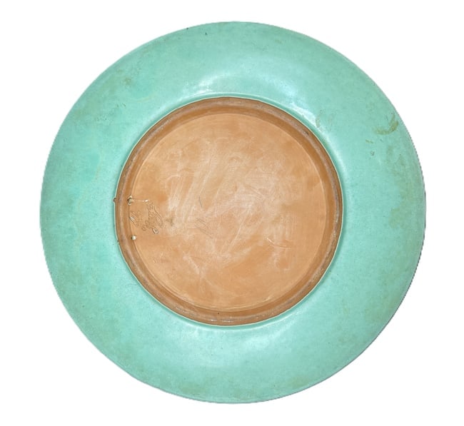 Anton Lang Oberammergau Germany Studio Pottery Turquoise Charger Plate 11.25" Signed - 4