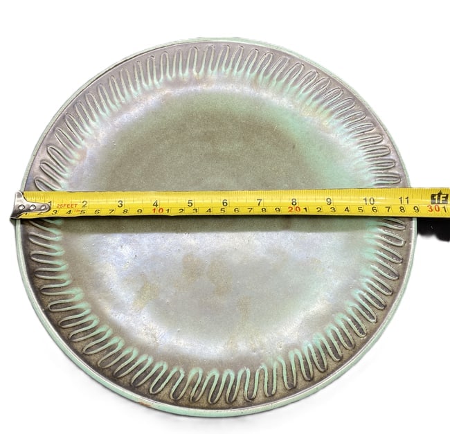 Anton Lang Oberammergau Germany Studio Pottery Turquoise Charger Plate 11.25" Signed - 6