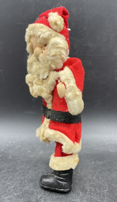 Vintage Primitive Folk Art Fabric Santa Claus Figure Retro Christmas Decoration - 2