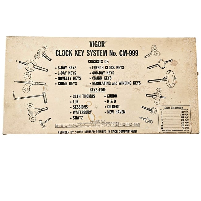 Exceptionally Rare Vigor CM-599 Master Clock Key Assortment Box Set with Bonus Keys - 3