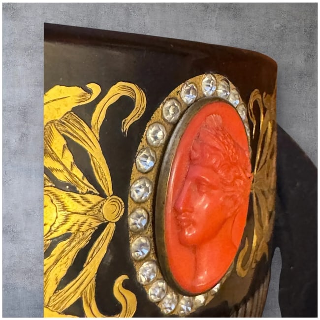 Vintage Art Nouveau Celluloid 10 K Gold Inlay Large Hair Comb - 3
