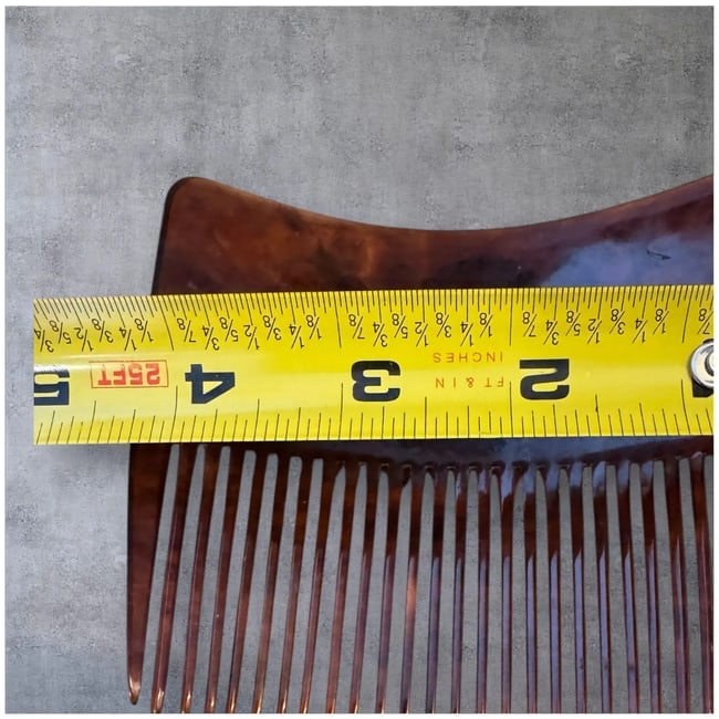 Vintage Art Nouveau Celluloid 10 K Gold Inlay Large Hair Comb - 8