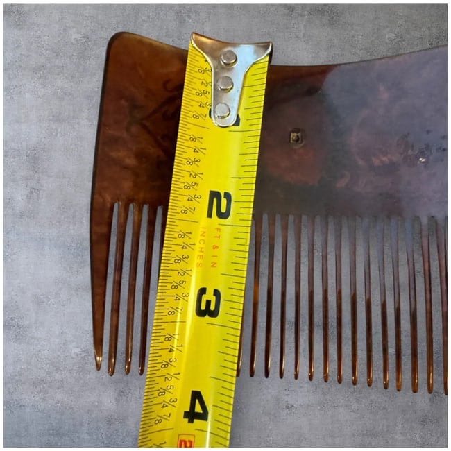 Vintage Art Nouveau Celluloid 10 K Gold Inlay Large Hair Comb - 9