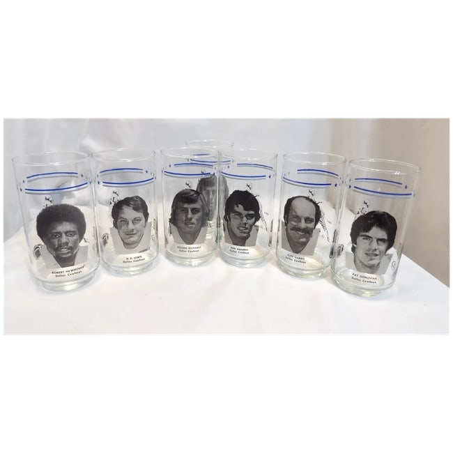 Vintage Dallas Cowboys Burger King Dr Pepper 1978 Super Bowl Players Collectible Libbey Glasses - 2