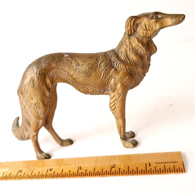 Brass Borzoi Russian Wolfhound Greyhound Whippet Figurine - 5