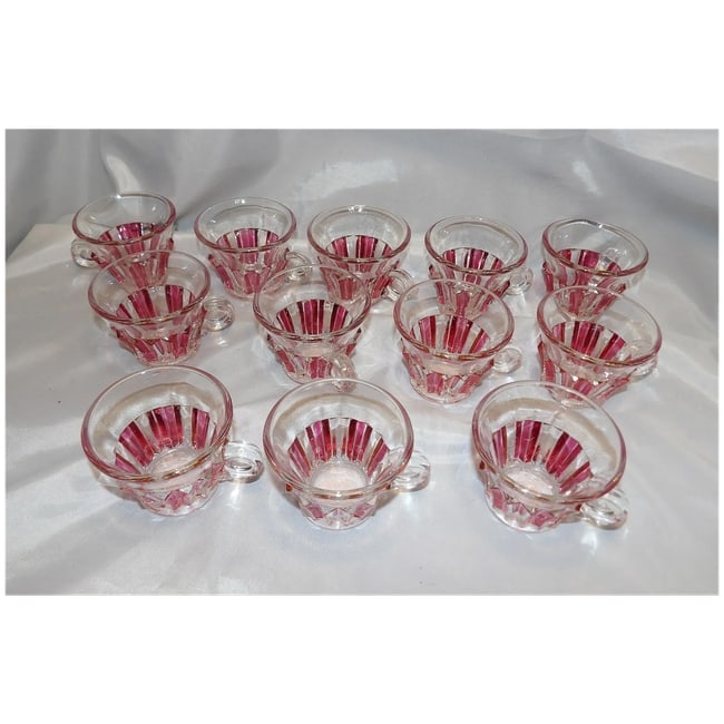 Rare 1940s Punch Bowl 1005 Ruby Flash by INDIANA GLASS - 3