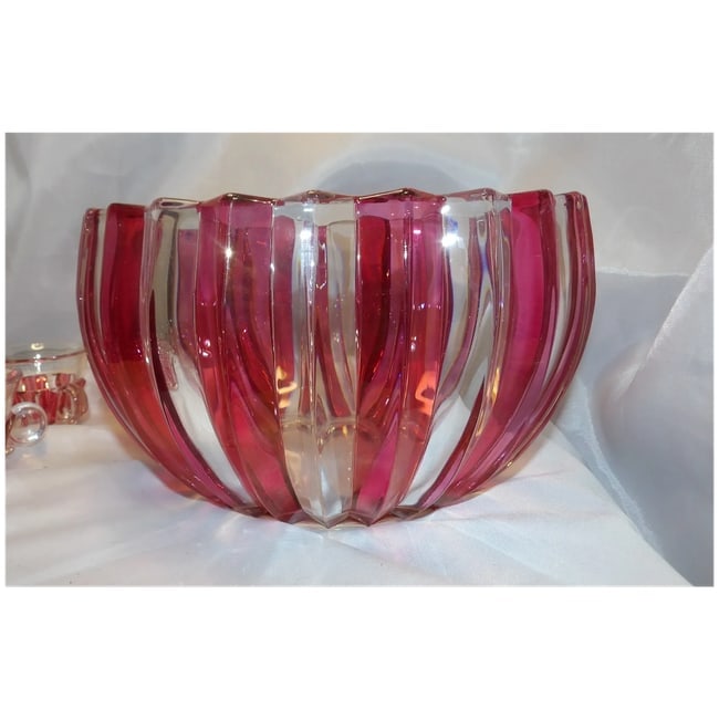 Rare 1940s Punch Bowl 1005 Ruby Flash by INDIANA GLASS - 6