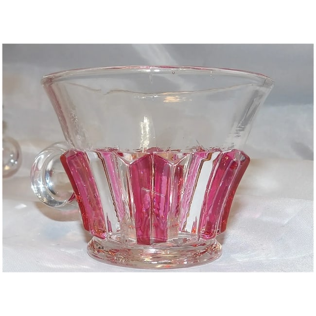Rare 1940s Punch Bowl 1005 Ruby Flash by INDIANA GLASS - 7