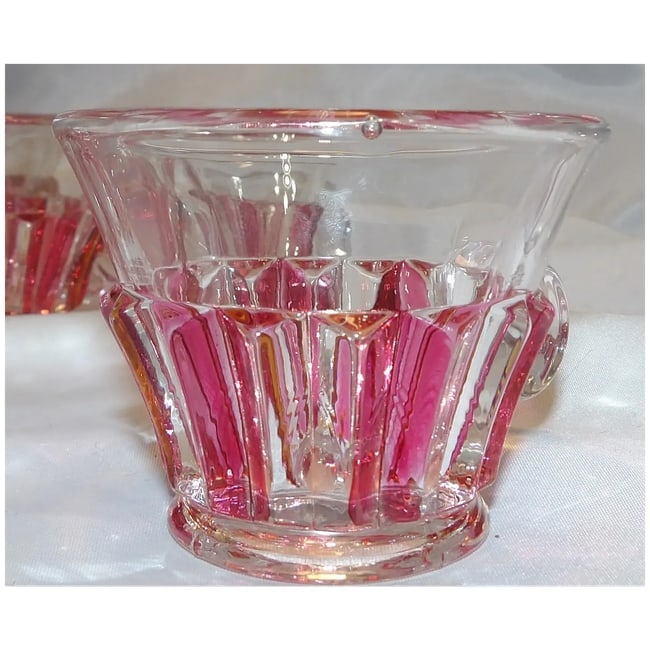 Rare 1940s Punch Bowl 1005 Ruby Flash by INDIANA GLASS - 9