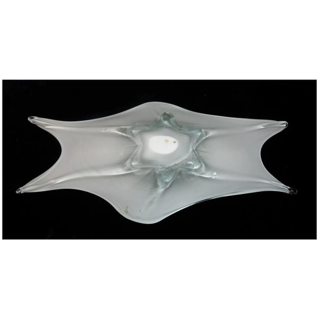 Rare Mid-Century Murano Art Glass Centerpiece White with Gold Aventurine - 7