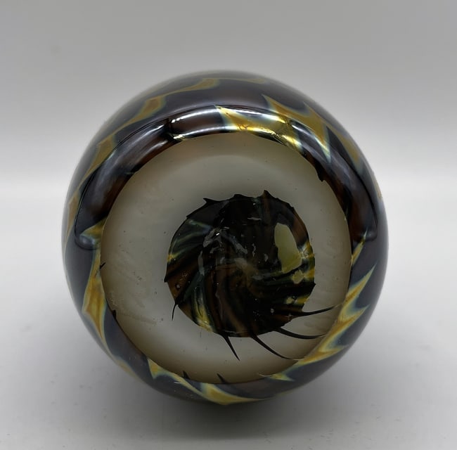 1988 FELLER STUDIOS STUDIO ART GLASS VASE ARTIST SIGNED HAND BLOWN BEAUTIFUL - 6