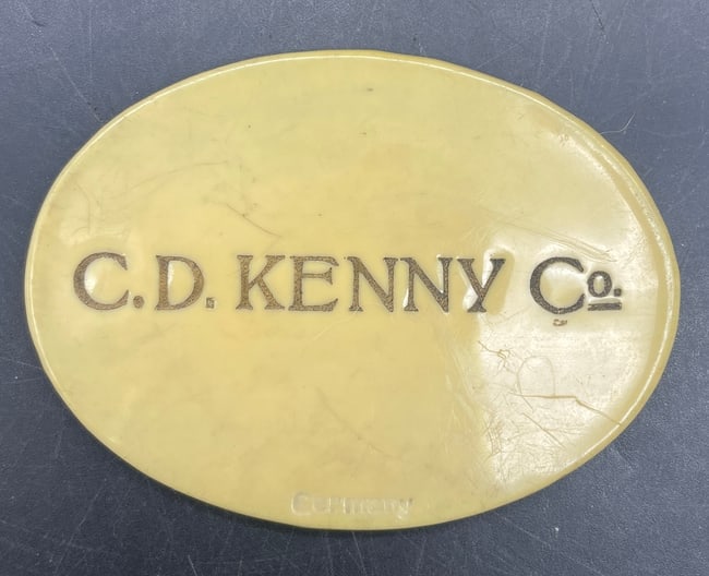 Old Advertising Premium Celluloid Mirror C.D. Kenny CD Coffee Tea Marked Germany (1 of 4)