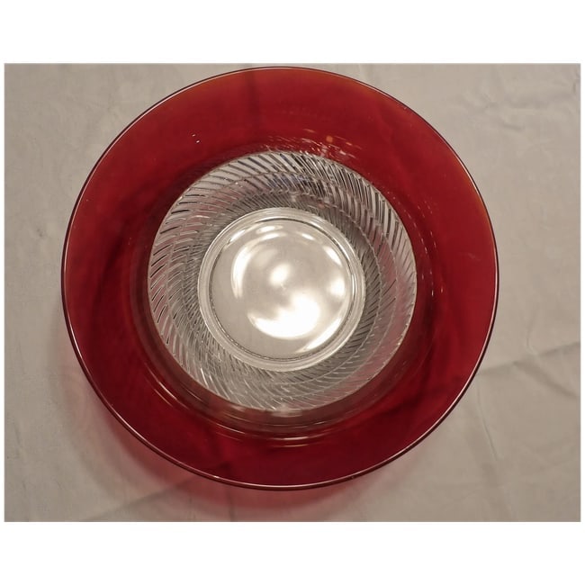 RARE Ruby Flashed Punch Bowl, Underplate, Cups, and Glass Ladle - 9