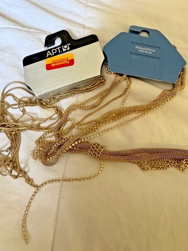 SIMPLY VERA WANG NWT women's multi chain necklace set gold long plus APT 9 set - 2