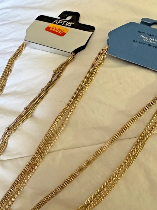 SIMPLY VERA WANG NWT women's multi chain necklace set gold long plus APT 9 set - 4