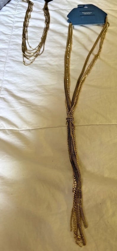 SIMPLY VERA WANG NWT women's multi chain necklace set gold long plus APT 9 set - 5