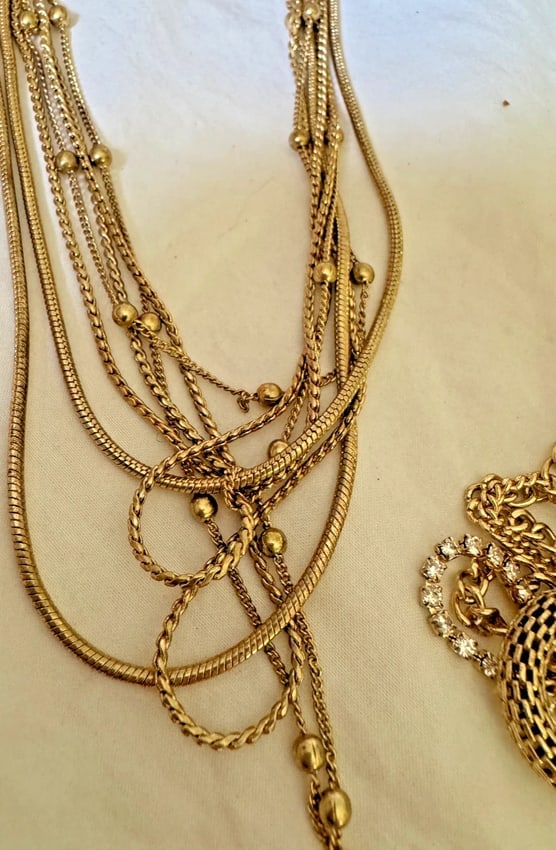 SIMPLY VERA WANG NWT women's multi chain necklace set gold long plus APT 9 set - 7