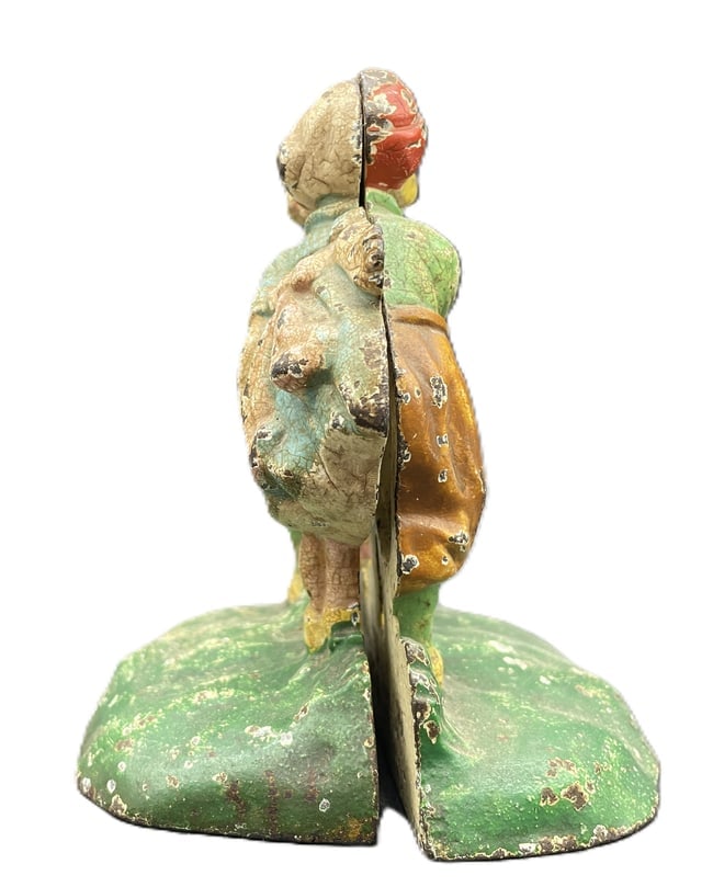 Antique Hubley No. 332 Kissing Dutch Kids Cast Iron Bookends Doorstop Pair - 7