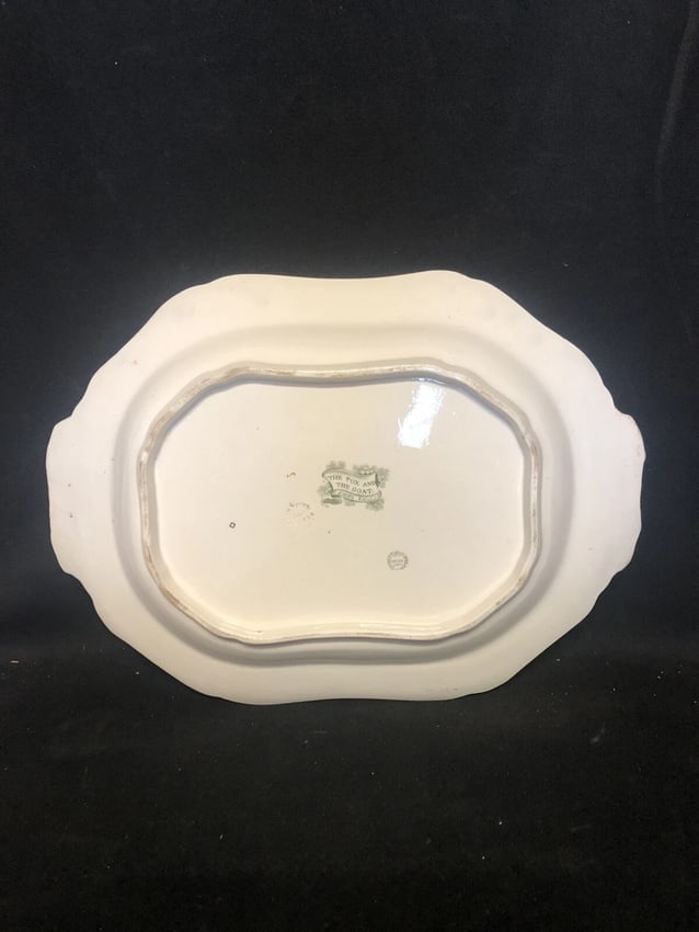 Antique Spode Staffordshire Aesope Fables Fox & The Goat Platter - 3