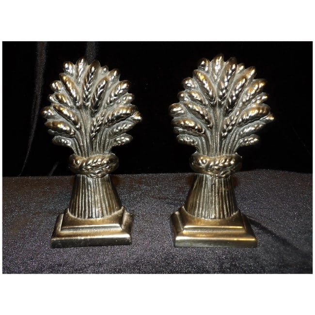 Polished Stainless Steel Wheat Sheaves Bookends - 2
