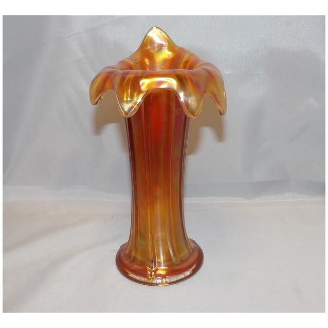 Northwood Jesters Cap Thin Rib Marigold Vase - 2
