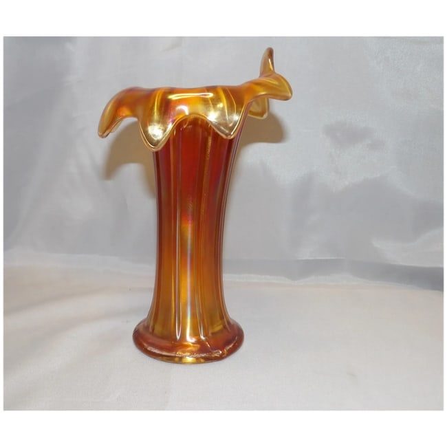Northwood Jesters Cap Thin Rib Marigold Vase - 3