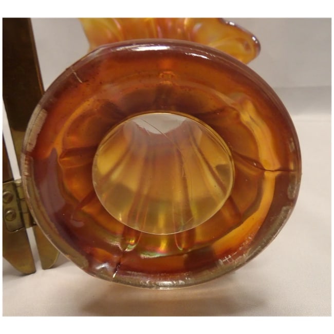 Northwood Jesters Cap Thin Rib Marigold Vase - 7