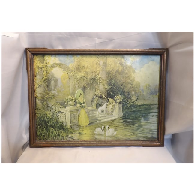 Antique Framed Lithograph of "Peaceful Afternoon" by Stern and Hacker - 2