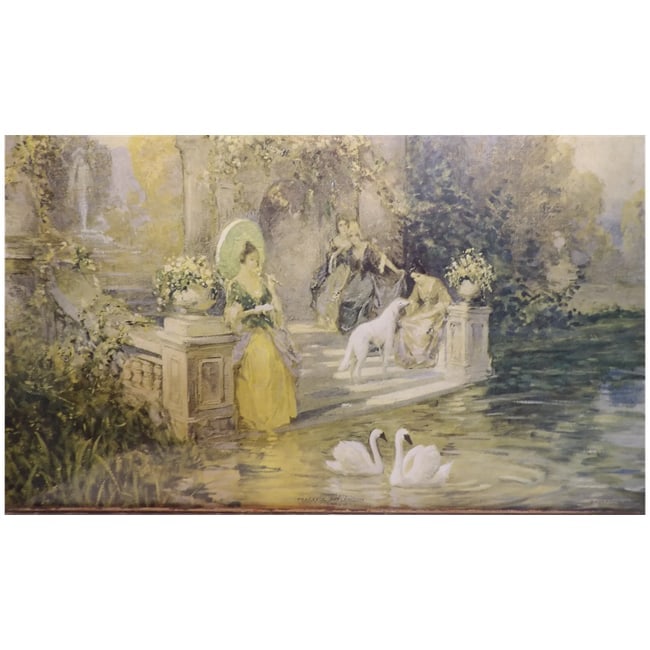 Antique Framed Lithograph of "Peaceful Afternoon" by Stern and Hacker - 3