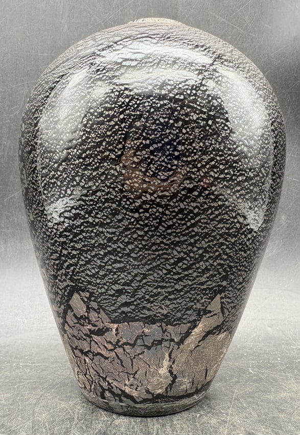 Vintage Larry Laso For Mikasa Black & Bronze Glaze Vase by Laslo Japan - 7" Tall - 2