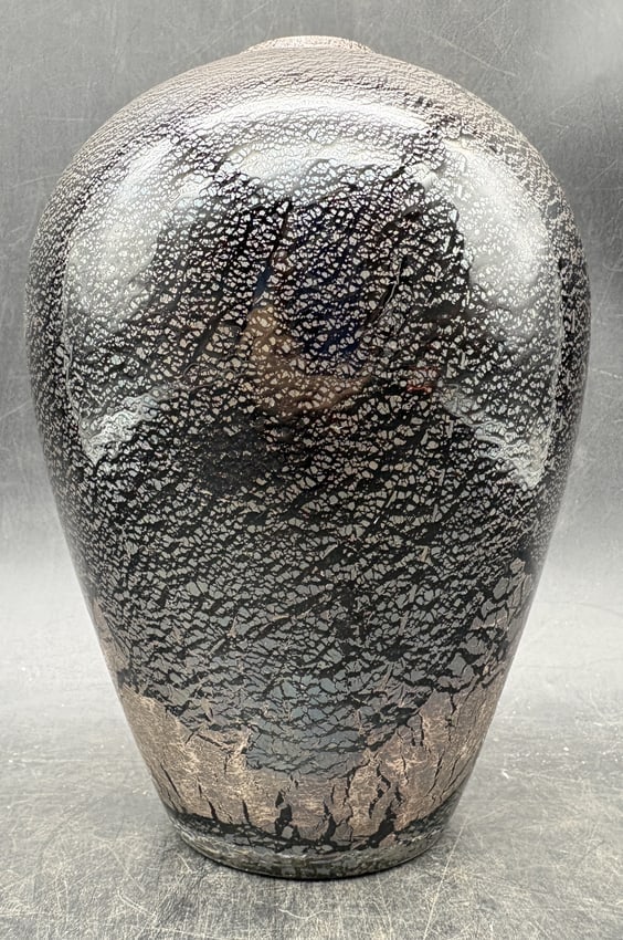 Vintage Larry Laso For Mikasa Black & Bronze Glaze Vase by Laslo Japan - 7" Tall - 3