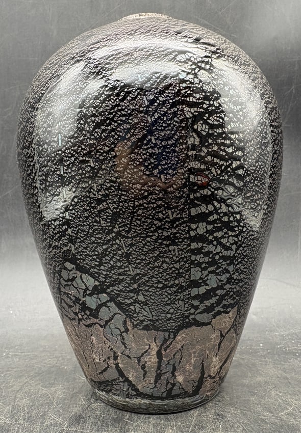 Vintage Larry Laso For Mikasa Black & Bronze Glaze Vase by Laslo Japan - 7" Tall - 4