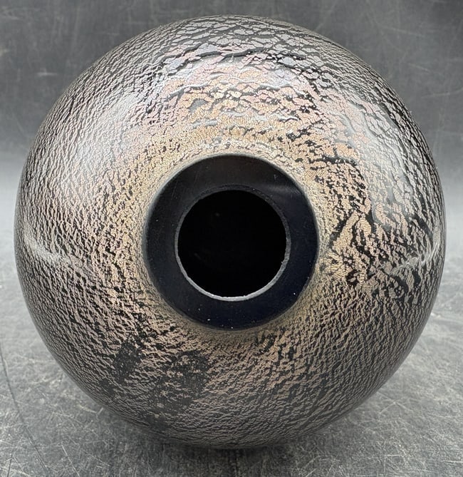 Vintage Larry Laso For Mikasa Black & Bronze Glaze Vase by Laslo Japan - 7" Tall - 5