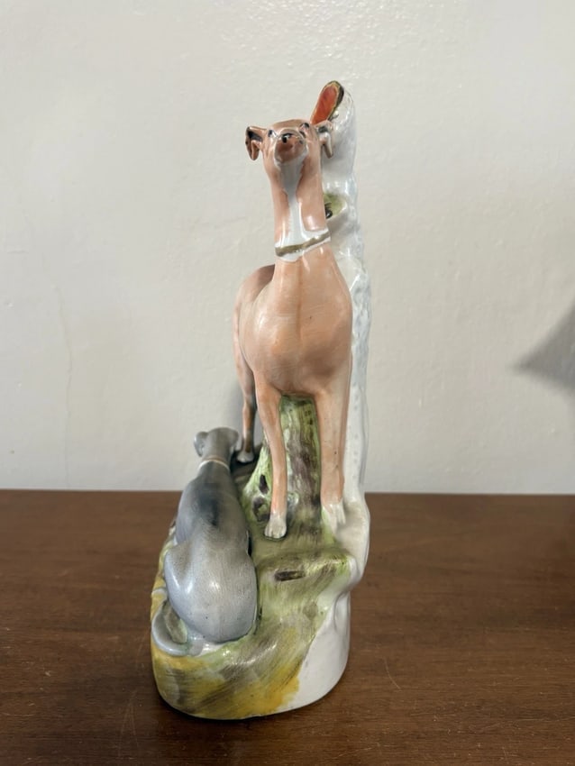 Rare Staffordshire Whippets Spill Vase - 2