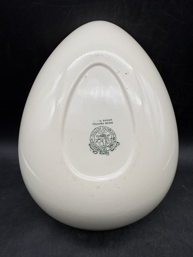 Mid-Century Limoges Rose China Freeform Hand Painted Serving Bowl Sebring Ohio c.1960 - 3