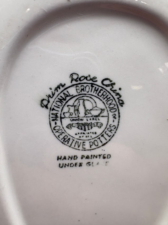 Mid-Century Limoges Rose China Freeform Hand Painted Serving Bowl Sebring Ohio c.1960 - 4