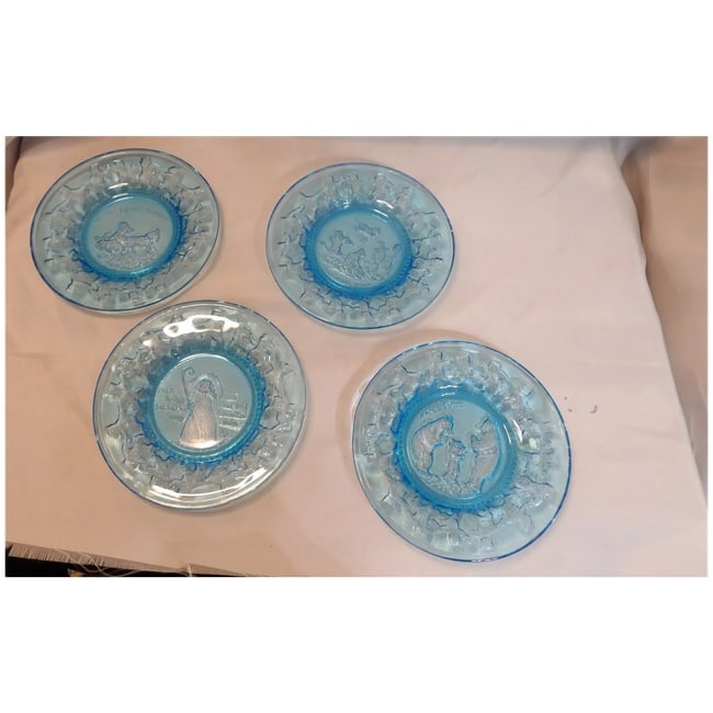 Tiara Indiana Glass Nursery Rhyme Regal Blue Plates - 2