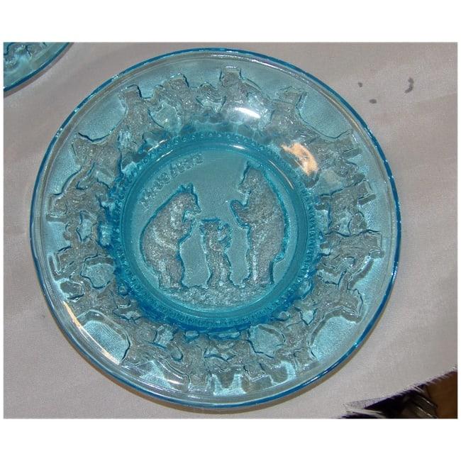 Tiara Indiana Glass Nursery Rhyme Regal Blue Plates - 3