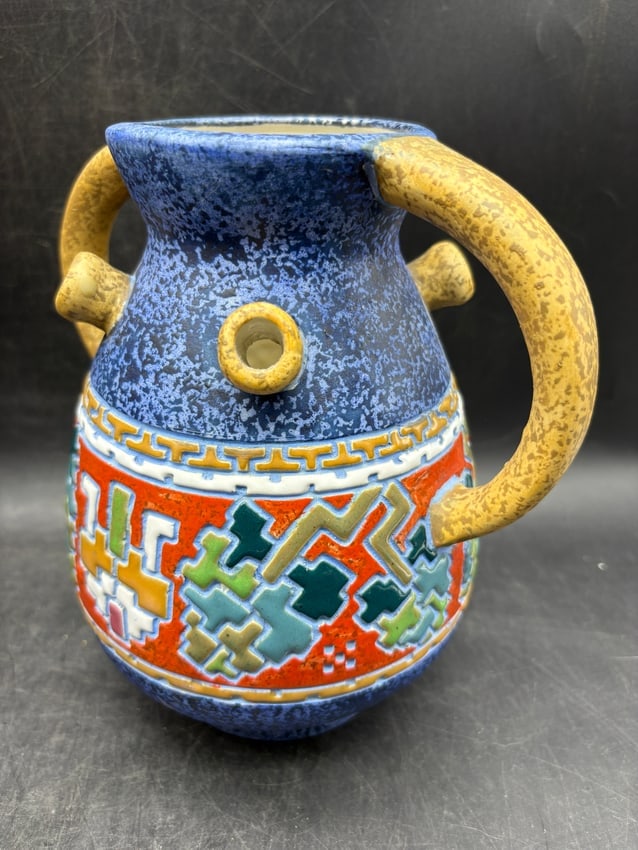 Amphora Austria Art Deco Pottery Vase with Double Handles and Four Spouts - 2