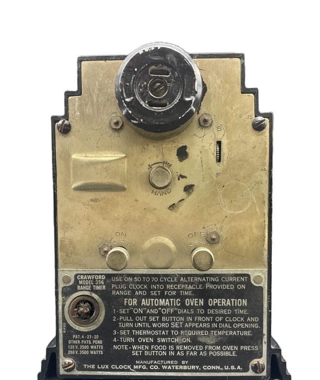 Crawford Model 356 Automatic Range Timer Clock by Lux Clock Co. Art Deco Kitchen Timer - 4