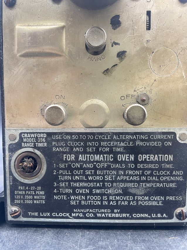 Crawford Model 356 Automatic Range Timer Clock by Lux Clock Co. Art Deco Kitchen Timer - 5